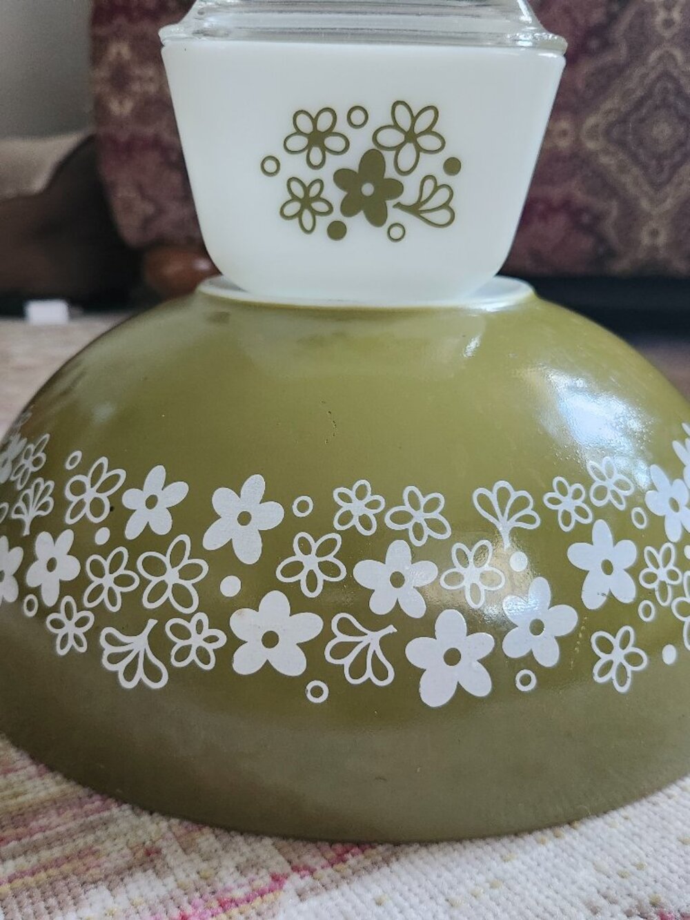 Pyrex crazy daisy slash Spring Blossom Cinderella 444 and frigie 501 with lid